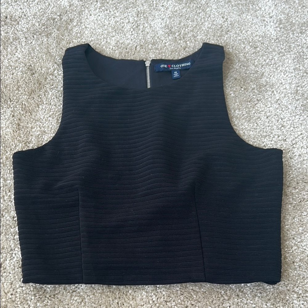 One Clothing Black Ribbed Sleeveless Crop Tank